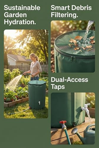 Rain Water Collection Barrel Water Storage Tank with Spigot, Hose and Portable Bucket, Large Plastic Collapsible Rain Catcher Catchment System to Collect Rainwater from Gutter (200Gallon=750L) - Image 3