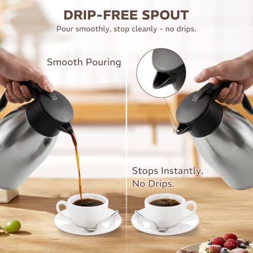 Thermal Coffee Carafe for Keeping Hot – 68OZ Insulated Camping Coffee Pot - Image 6