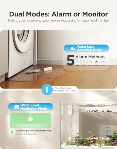 GoveeLife Upgraded Smart Water Leak Detector 1s with 4.92 ft Cable, 1 Pack - Image 4