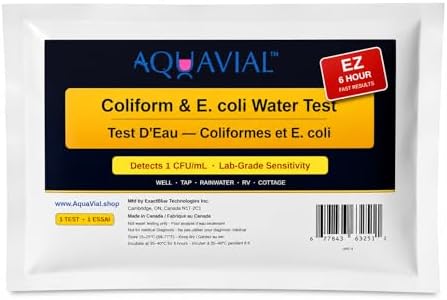 AquaVial™ EZ Coliform & E. coli Water Test kit |Detect E. coli & Coliform| Use in Well,Pools, Hot Tubs, and Travel (1-Pack) by AquaVial