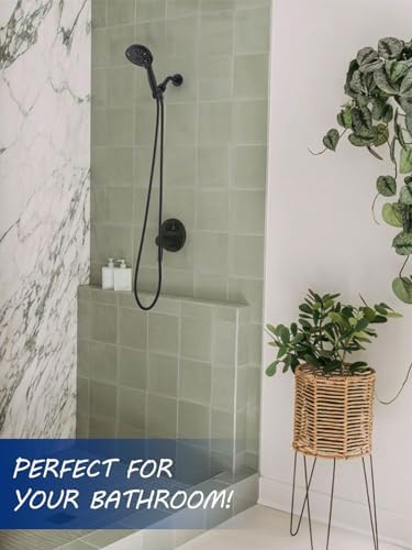 High Pressure 10 Setting Handheld Shower Head, 5" Detachable Showerhead Spray Built-in Power Wash to Clean Tub, Tile & Pets, 79" Extra Long Stainless Steel Hose, Adjustable Bracket - Matte Black - Image 2