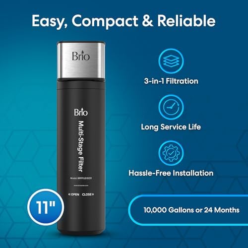 Brio 11" Under Sink Water Filter System for Kitchen & Bathroom Faucet | 3-Stage Single Housing 0.5 Micron Filters PFAS, Chlorine, Lead, Mercury+ | 10,000 Gallons or 2 Years | NSF 42 & 372 Certified - Image 3