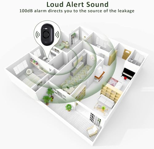 5 Pack Water Leak Detectors for Home, 100dB Water Sensor Alarm Black - Image 4
