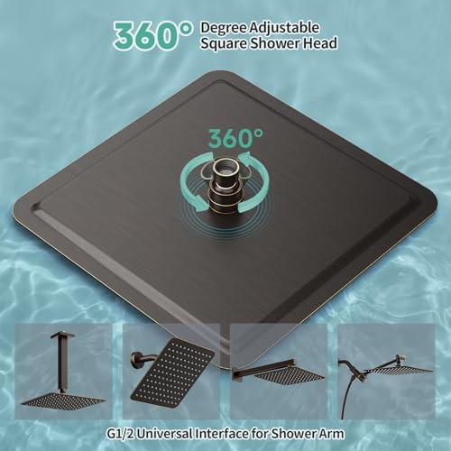 SR SUN RISE 12 Inch Brass Rain Shower Head Oil Rubbed Bronze High Pressure Rainfall Showerhead Water Saving - Image 6