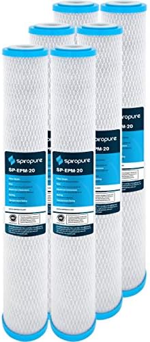 SpiroPure SP-EPM-20 20x2.5 Carbon Block Water Filter EPM-20 CB-25-2010, 6PK by SpiroPure