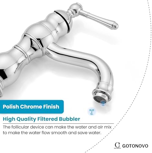 gotonovo Bathroom Faucet 1 Hole Vintage,Polish Chrome,5.9” Spout Reach - Image 6