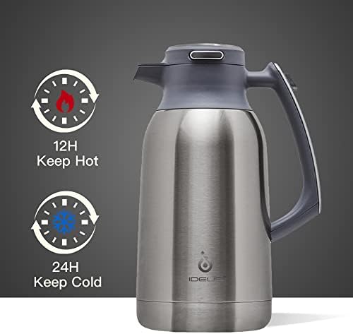 IDEUS Thermal Coffee Carafe 68oz, Beverage Dispenser Metallic - Image 4