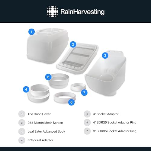 Rain Harvesting Leaf Eater Advanced with Hood Downspout Filter 3" and 4" Round - Image 5