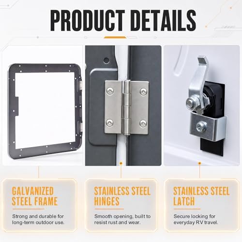 15 x 18 Inch RV Tankless Water Heater Door Kit, Dark Gray Water Heater Access Door for RV Water Heaters, Galvanized Steel, Door Only - Image 5