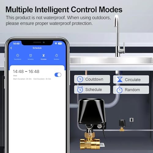 WIFI & Bluetooth Smart Water Valve, DN20 Ball Brass Valve, WIFI Control Water Shutoff Valves Compatible With Alexa, Google and Application Program iOS/Android, Only 2.4GHZ WiFi(3/4") - Image 5