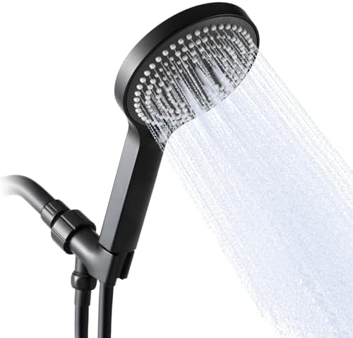 OFFO Handheld Shower Head Set, 6-Mode High Pressure Handheld Sprayer with 60" Shower Hose & Holder, High Flow Large Powerful Boosting Handheld Showerhead for Low Water Pressure, Matte Black by OFFO