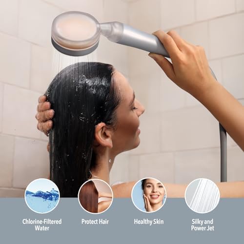 Barumi Pluo Handheld Filtered Shower Head - Silver | Vitamin C Filter for Healthy Skin & Hair | High Pressure Soft Spray | Dual Filtration Removes Chlorine & Impurities | Gentle Shower for Pets - Image 3