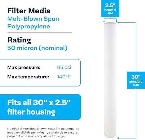 SpiroPure SP-P50-30 30x2.5 50 Micron Sediment Water Filter SDC-25-3050 20PK - Image 3