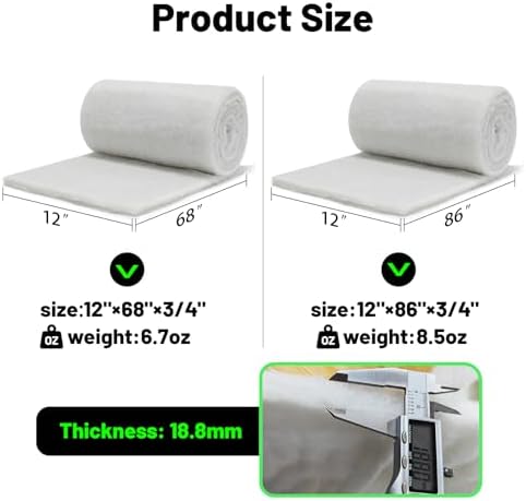 hygger 3/4'' Thick Aquarium Filter Floss 12"x 86" Poly Fiber Fish Tank Filter Media Water Polishing Filter Pad for Sump Canister Hang On Back Filter Cut to Size - Image 6