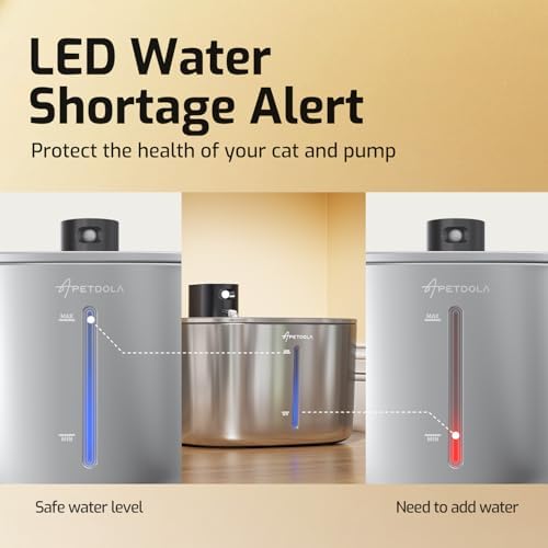 Wireless Cat Water Fountain Stainless Steel,135floz/4L Battery Operated Automatic Pet Fountain,Cordless Cat Water Dispenser Pet Water Fountain for Cats Dogs Pets Outdoor - Image 5