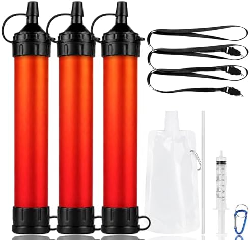 Water Filter Straw, Emergency Water Purefier, 1500 Liters/396 Gallon Capacity, Portable Filtration System for Camping, Hiking, Travel, Biking (3PCS) by Unknown