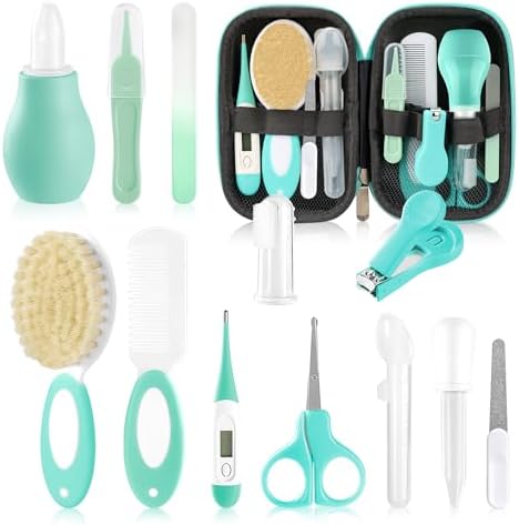 WXA Baby Healthcare and Grooming Kit with Nail Clippers, Scissors, Infant Grooming Kit for Newborns (18 in 1, Green) by WXA