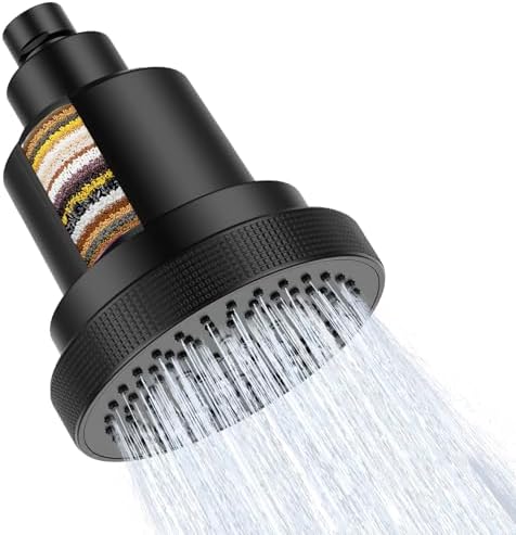 Aquaronvie Shower Head with Shower Filter, Filter Shower Head Black by AQUARONVIE