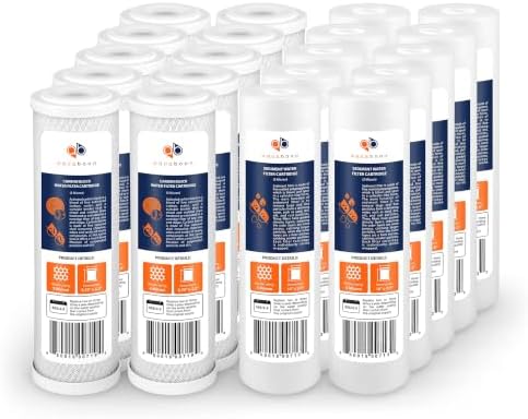 Aquaboon 5 Micron 10 x 2.5 House Water Filters Cartridges, Set of 20 | Sediment & Carbon Filter Replacements Compatible with WHKF-WHWC, P5, WHKF-GD05 by Aquaboon