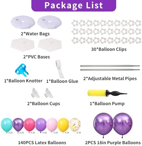 Pink and Purple Blue Balloon Column Stand Kit Set of 2 for Floor - Image 3