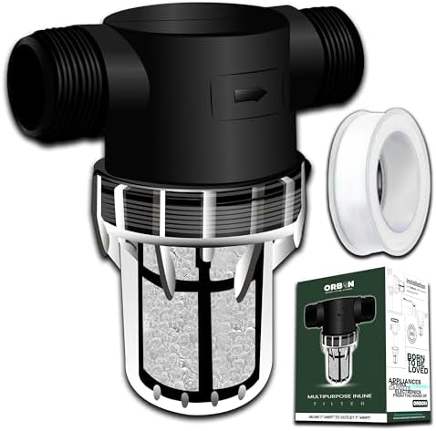 Inline Water Filter – 1" MNPT to MNPT, Fine Mesh Sediment Filter with Crystal Resin Balls for Whole House, Under Sink, Shower, Washing Machine, Garden Hose, Tap – Reusable Pre-Filter Strainer by ORBON