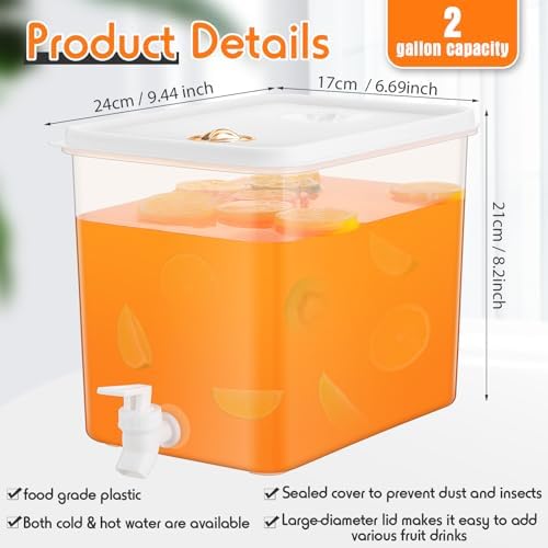 Domensi 1 Pack Drink Dispenser for Fridge with Spigot, 2 Gallon - Image 3