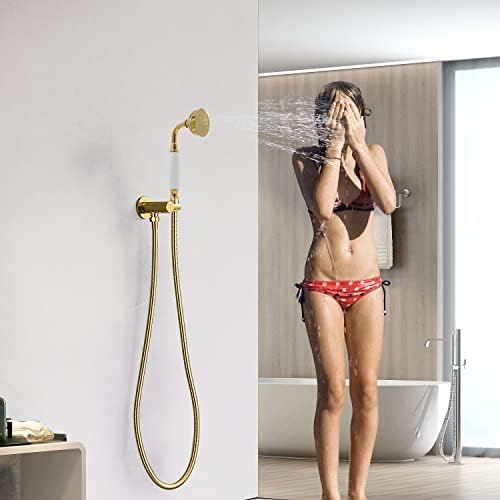 HOMEDEC Vintage Handheld Shower Head with 59" Flexible Hose, Gold - Image 6
