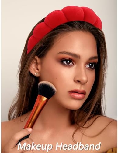 Velscrun 6 Pack Spa Headband, Makeup Headband, Face Wash Headbands, Skincare Headbands, Red Sponge Hair Band Bow Tie Spa Head Band for Washing Face Wristband Set Hair Accessories for Women Girls Gifts - Image 3
