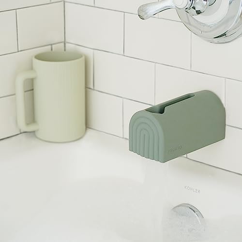 mushie Bath Spout Cover | Soft Silicone Bathtub Faucet Safety Guard for Kids | Universal Fit (Cambridge Blue) - Image 3