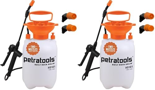Petratools 1 Gallon Pump Sprayer – HD101 Garden Sprayer for Weeds, Lawn Care & Pesticides – 52” Long Hose, 2 Nozzles & Easy Carry Handle – Durable & Lightweight (Pack of 2) by Petra