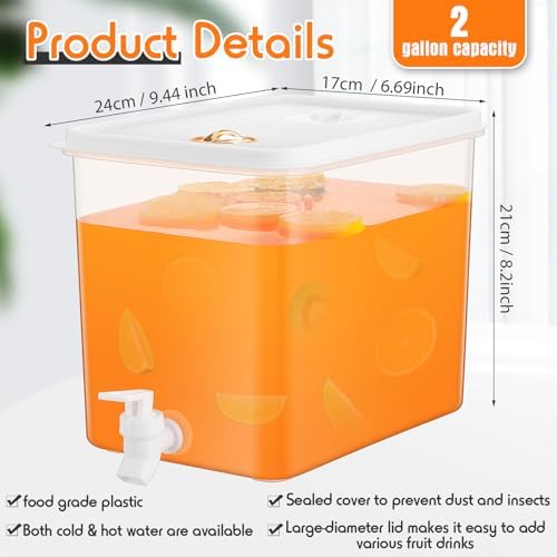Domensi 8 Pack Drink Dispenser for Fridge with Spigot, 2 Gallon - Image 2