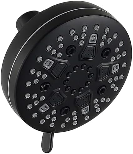 High Pressure Shower Head, 7-Spray Mode Adjustable Showerhead with 4-Inch Round Head, High Flow Handheld Shower for Low Water Pressure, Easy Install & Clean， Round Black - Image 7