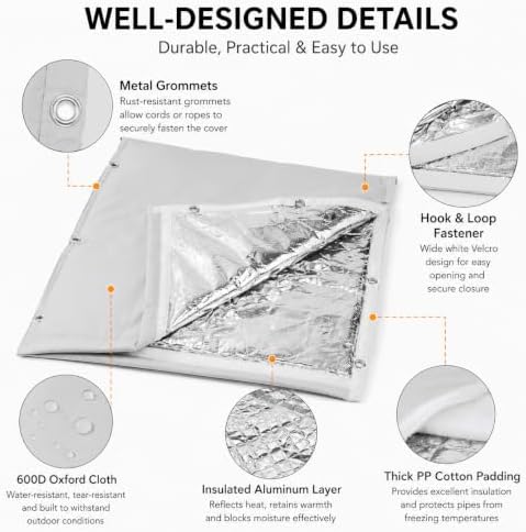 Backflow Preventer Cover,Multi-Opening Valve Freeze Protector,30'W x 24''H - Image 3