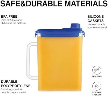LocknLock Aqua Fridge Door Water Jug | Clear Pitcher | BPA Free Plastic Pitcher with Lid | 1 Gallon Pitcher with Lid for Water, Juice, Tea & More Beverages, Blue - Image 6