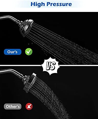 High Pressure Shower Head VMASSTONE 4.7" Rain Fixed Showerhead 7-Spray Setting with Adjustable Brass Swivel Ball Joint - Excellent Replacement for Your Bath Shower Head (FM-001 Matte Black) - Image 3