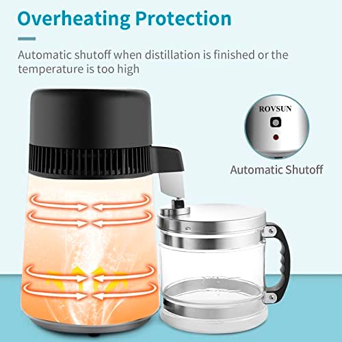 ROVSUN【Upgraded】 1.1 Gallon/4L Countertop Water Distiller Stainless Steel for Home, 750W Distilled Water Machine Maker Water Distillers with Glass Container, 1L/H, Silver - Image 3