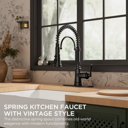 FORIOUS Black Kitchen Faucet with Pull Down Sprayer, Atique Style - Image 2