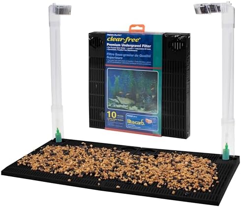 Penn-Plax Undergravel Aquarium Filter for 10 Gallon Tanks – Two 9.5” x 9.5” Plates – Under Gravel System for Clear, Clean Water – Safe for Freshwater and Saltwater Tanks by Penn-Plax