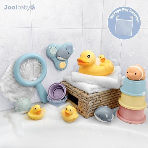 Jool Baby 15-Piece Bathtub Toys Gift Set with Bath Toy Storage Organizer - Image 2