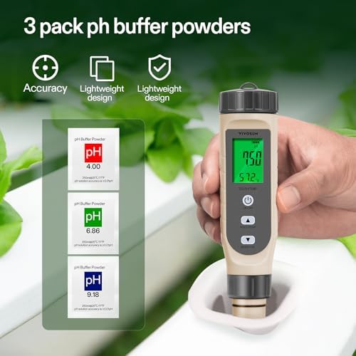 VIVOSUN 3-in-1 Digital pH Meter with ATC, ±0.1 pH Accuracy Water Quality Tester, 0-14.0 pH Measurement Range for Hydroponics, Household Drinking, Pool and Aquarium - Image 4