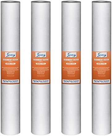 iSpring FP25X4 High Capacity 20” x 2.5” Water Replacement Cartridges Fine Sediment Filter, 5 Micron, 4 pieces, White, 4 Piece by iSpring