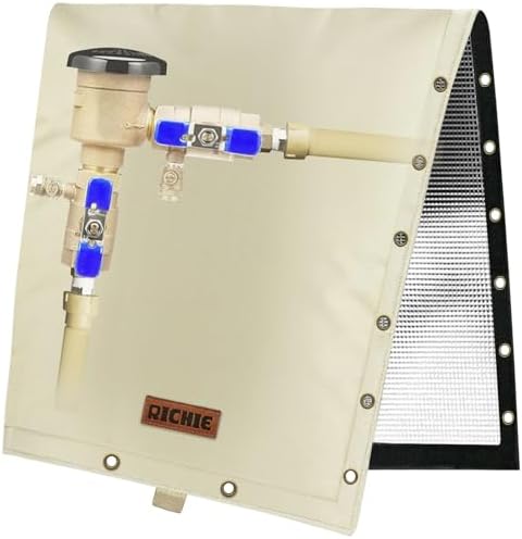 RICHIE 2-Way Opening Backflow Preventer Cover (5°F) Heavy-Duty 5-Layer Insulated Enclosure, All-Weather Protection for Outdoor Pipe, Irrigation Sprinkler Valve, Well Water Pump, 20" W x 26" H Beige by RICHIE