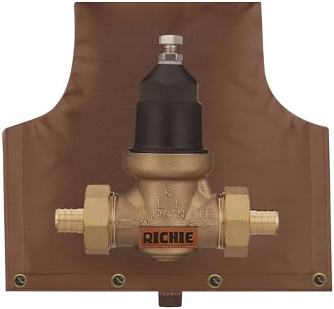 Backflow Preventer Insulated Cover (5°F) for Winter Freeze Protection, 14"W x 13"H Thickened Pressure Reducing Value & Well Pump Cover, Outdoor Waterproof Insulation Pouch for Sprinkler Valve, Brown by RICHIE
