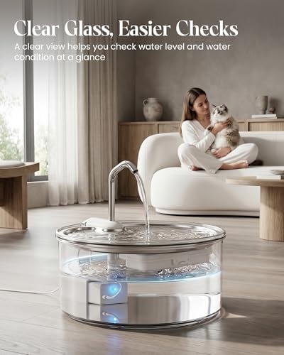 Tomxcute Glass Cat Water Fountain, 108oz Quiet Pet Dispenser for Drinking - Image 2