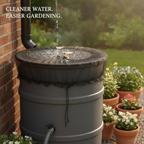 Black Polyester Rain Barrel Mesh Filter Cover, Debris Screen for Open-Top Water Containers up to 39.4 Inches, 1 Pack - Image 3