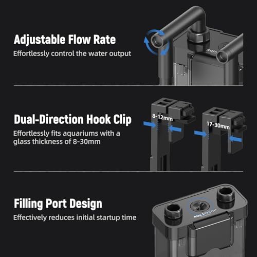 AQUASMITH Hang on Back Aquarium Filter,No-Hum Whisper-Quiet for 3-10 Gal - Image 6