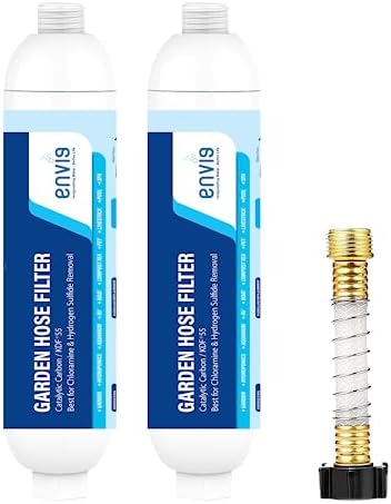 Envig Catalytic Carbon KDF Inline Garden Hose Filter, Chloramine, Chlorine, VOCs & Chemicals Removal for Hydroponics, Microgreens, Organic Gardening, Pet, and Healthy Outdoor Living (Pack of 2) by Envig