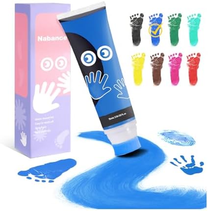 Nabance Baby Hand and Footprint Paint, Sponge Head, Baby Safe Paint, Blue by WelcometoNabance