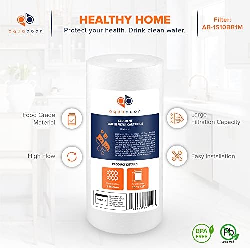 Aquaboon Whole House 1 Micron Water Filter 10 x 4.5 Against Sediment 2-Pack - Image 4