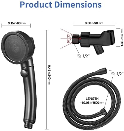 SINGSUO High Pressure Handheld Shower Head with On Off Switch (Black) - Image 6